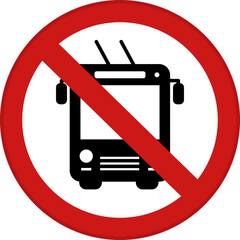 Canvas Print - Red Sign Trolleybus Ban. Prohibitory Road Sign. No Trolleybus. Vector Icon