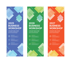 Wall Mural - Set of business banner design templates in modern, abstract pattern style for schools, companies, workshops, events and presentations. Layout design template for banner, flyer, brochure, panel etc.