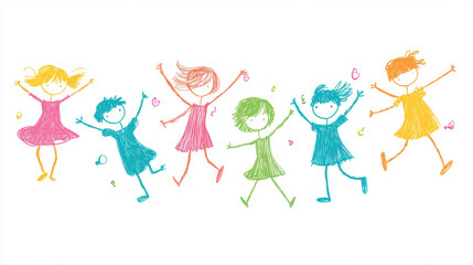 Wall Mural - Happy Kids Doodle.