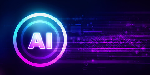 2d illustration Artificial Intelligence (AI) concept