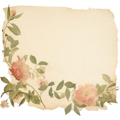 Wall Mural - Leaves flowers ripped paper pattern plant rose.