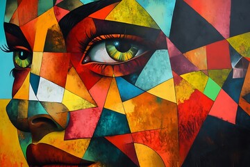 Wall Mural - face of a person with painted face