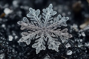 Wall Mural - snowflake on the snow