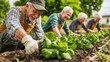 © pornchan - Elderly group enjoying a community gardening program as part of a wellness initiative, senior gardening wellness, mental and physical wellness