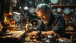 © kornc - A man is working on a clock in a workshop