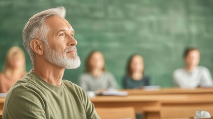 Wall Mural - Senior man attending a wellness workshop on arthritis management, learning joint health tips, elderly arthritis care, wellness and mobility