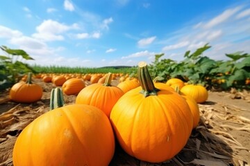 Sticker - Fresh pumpkin vegetable outdoors nature.