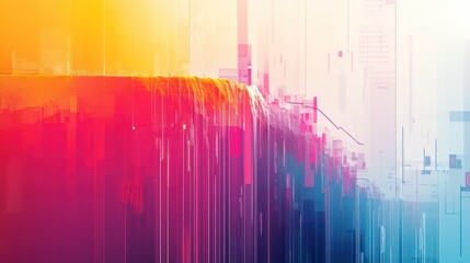 Wall Mural - Digital Glitch Art with Vibrant Colors