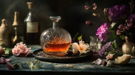 Poster - Still Life with Flowers and Decanter of Brandy