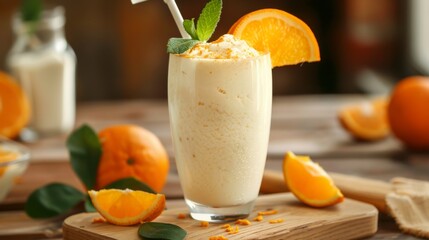 Wall Mural - Orange smoothie healthy food illustration generated by ai