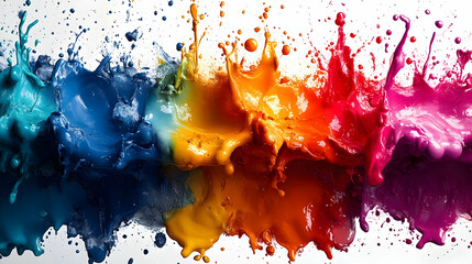 Sticker - Vibrant splashes of paint in various colors create a dynamic and artistic visual effect.