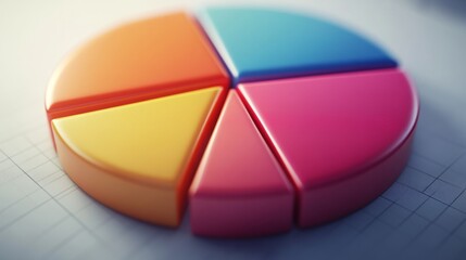 Leinwandbilder - Detailed shot of a 3D pie chart with a shadowed effect, showing detailed breakdowns of data in a visually appealing and informative format.