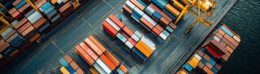 Aerial View of Colorful Shipping Containers at a Busy Port