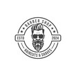 © Sakib - Barber shop logo template. Handsome man with beard and mustache. Scissors. Barber shop symbol. line art editable vector.