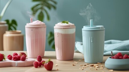 Wall Mural - Different smoothie set illustration generated by ai