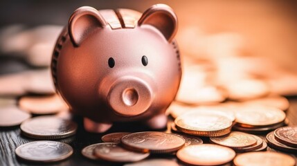 Piggy Bank and Coins Savings Financial Concept