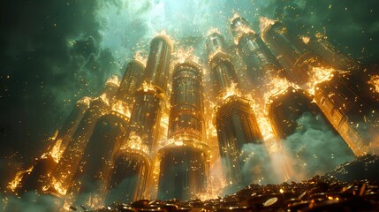 Burning Golden Towers: A Post-Apocalyptic Cityscape