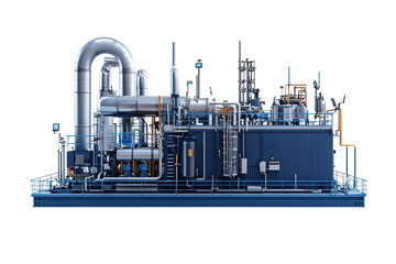 Industrial power plant with modern equipment, pipes, and structural elements, representing energy production and power generation.