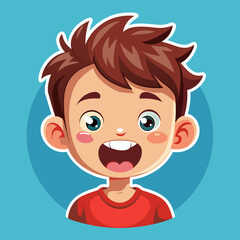 Kid mouth animation with different facial expressions. Little caucasian boy cartoon character lip sync sound pronunciation and phoneme, mouth talk and eyebrow movement chart, Vector illustration set.