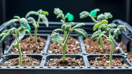 A cannabis plant in the vegetative stage, showing healthy growth with multiple branches and leaves. 