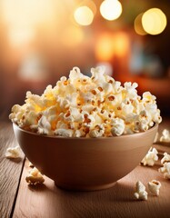 Wall Mural - popcorn background, copy space, full depth of field
