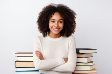 Sticker - African American student portrait sweater reading.