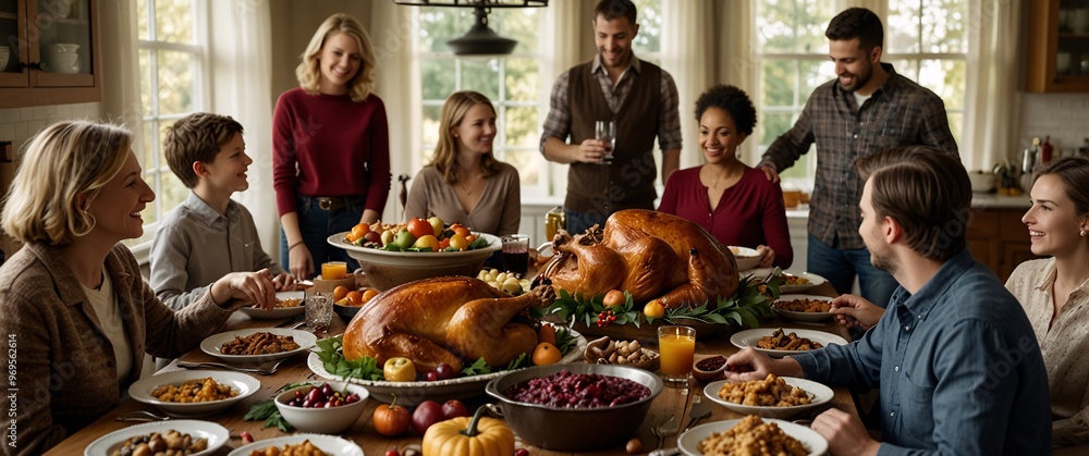 A Thanksgiving Feast to Remember: Generations gather around a bountiful ...