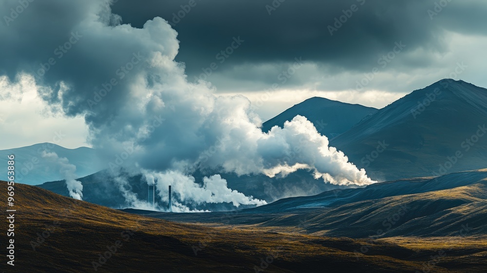 The geothermal energy plant harnesses steam rising from the ground ...