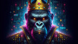 © Анастасия Астанина - A gorilla with a crown on its head in IT technology