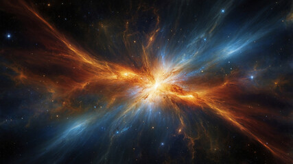 Magnificent cosmic explosion with vibrant colors in space, showcasing star formation and beauty.