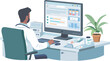 © Graphic Dude - Doctor using desktop computer for online consultation medical healthcare technology online pharmacy prescription telehealth telemedicine online appointment hospital clinic illustration