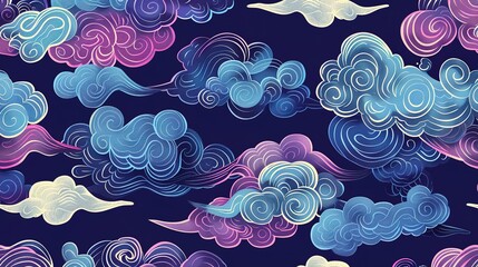 Wall Mural - cloud pattern seamless wallpaper