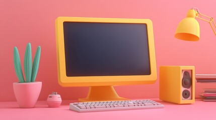 Monitor 3d render icons, illustration tecnology