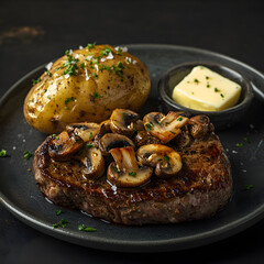 Wall Mural - grilled steak with potatoes