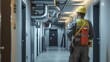 © Luba - Modern Ventilation System Inspection by Worker in French Building