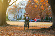 © Volodymyr - Happy kid boy riding a bike in the autumn park. Little kid boy in warm clothes in autumn park driving a bicycle. Active child cycling on sunny fall day in nature. Autumn leisure with kids.