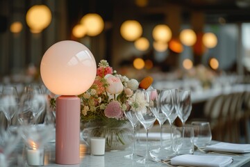 Chic Wedding Decor Featuring Pink Table Lamp