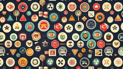 Retro badge pattern wallpaper