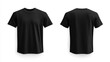 © Spencer - Front and back view of a plain black t-shirt on a white background. Mock up.