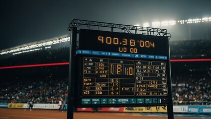 Digital scoreboard at a sports event