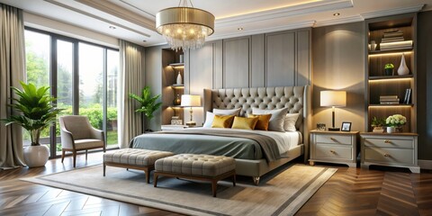 Beautiful bedroom with modern decor and stylish accessories, beautiful, bad, room, interior, design, home, decor, stylish