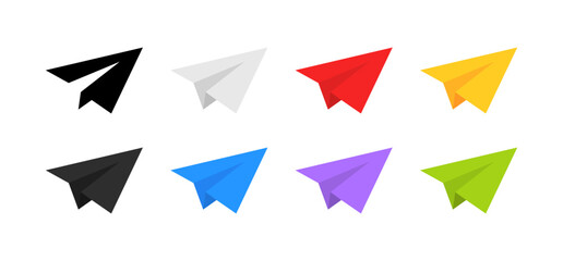 Paper airplane set icons. Flat style. Vector icons.