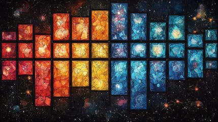 Wall Mural - Vector design of the periodic table with each element represented in a vibrant modern style emphasizing the order and logic of chemistry