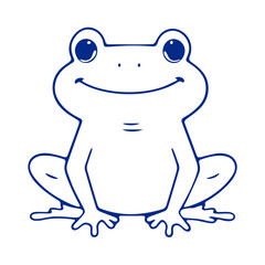 A cute blue cartoon frog with a big smile and large eyes