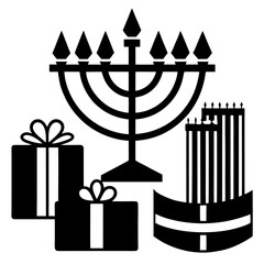 Wall Mural - Silhouette-style Hanukkah celebration vector illustration