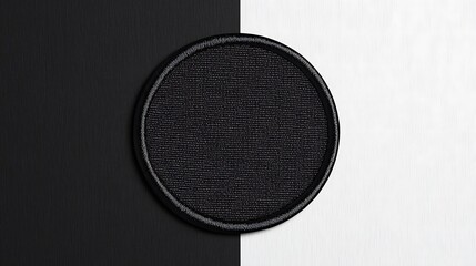 blank black and white round embroidered patch mockup