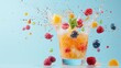 © JAYDA RIN - Colorful fruit punch splashing in all directions as it s poured into a glass, Drink splash, celebration, vibrant energy