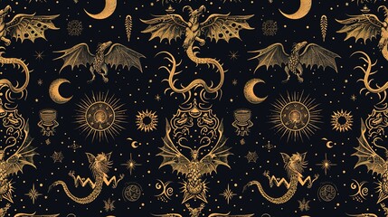 mythical pattern seamless wallpaper