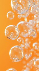 Poster - floating transparent bubbles on vibrant orange