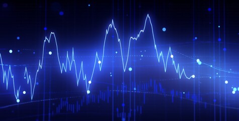 Digital Background with Trading Charts Featuring Rising Numbers and Blurred bokeh . Includes Space for Additional Graphics or Images.

